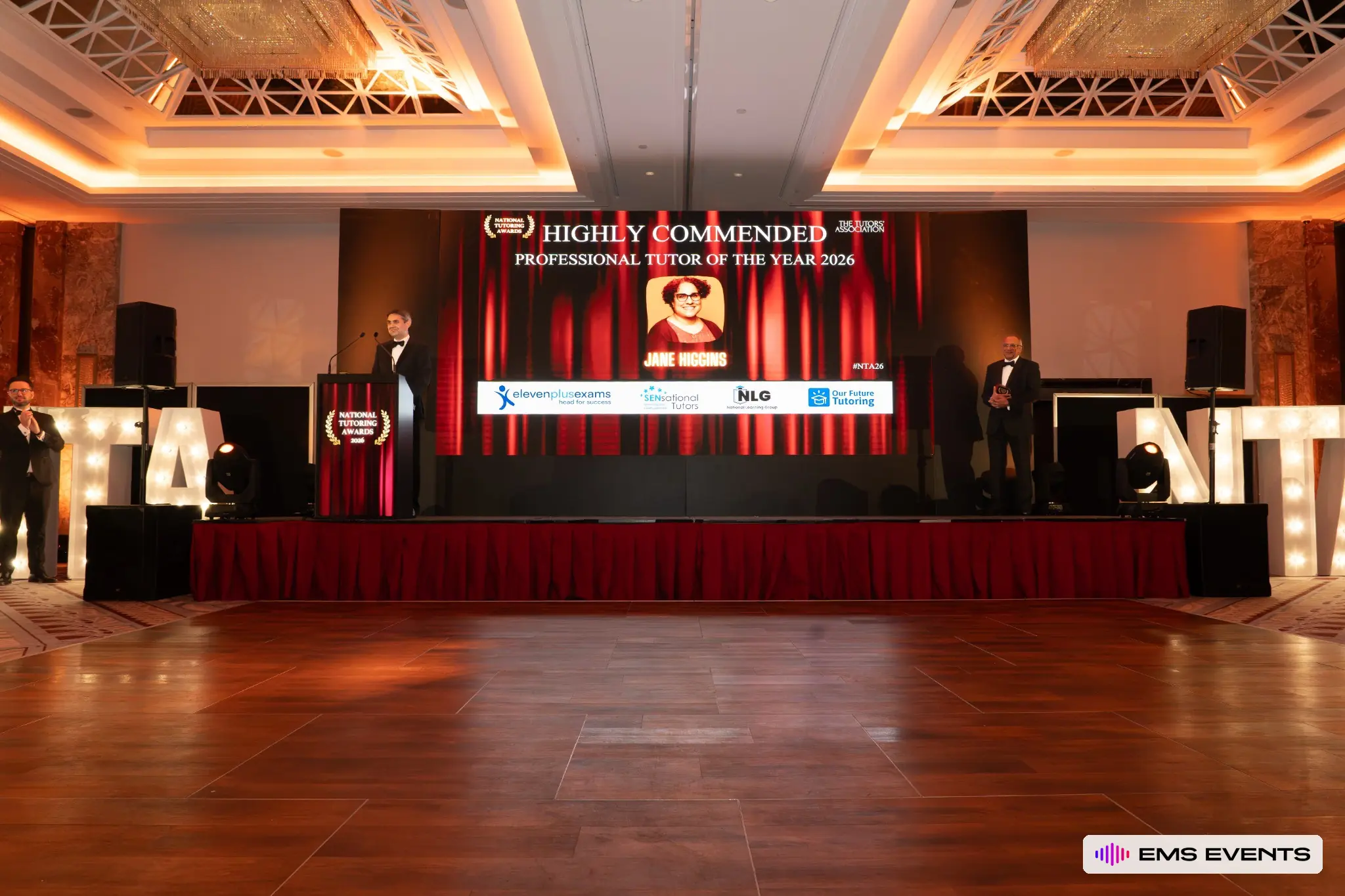 Highly Commended Professional Tutor of the Year 2026 announcement on the National Tutoring Awards stage